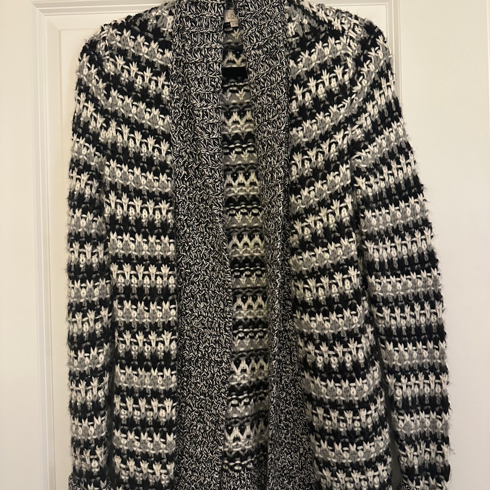 Loft sweater cardigan size small woman’s Black and White Knit Cardigan